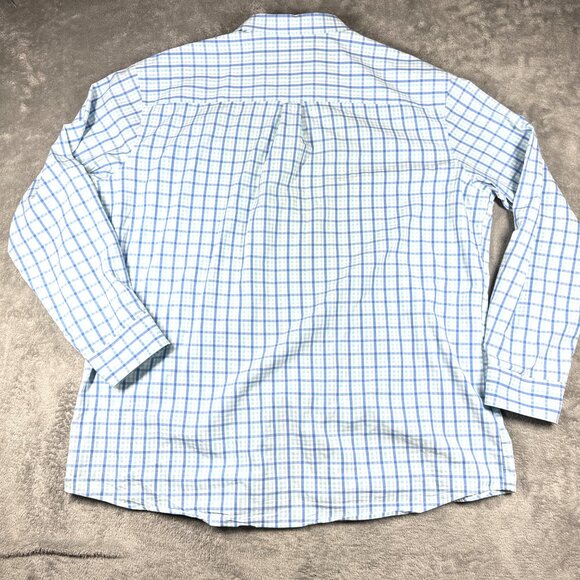 IZOD 4XLT Button Down Shirt Men’s Blue Green Plaid Long Sleeve - Picture 5 of 9